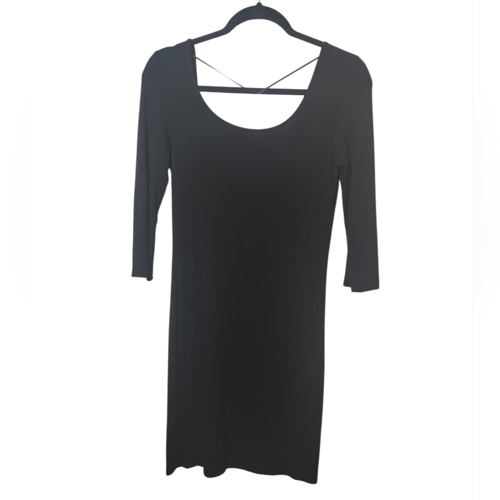 Cotton On Women's Black 3/4 Sleeve Low Back Quiet Luxury Dress Size S